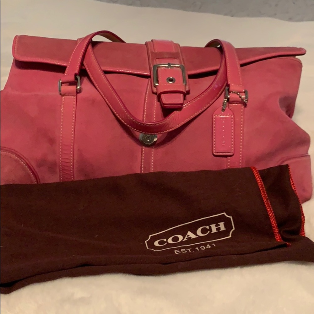 Coach Crimson Pink Suede Handbag (slightly…